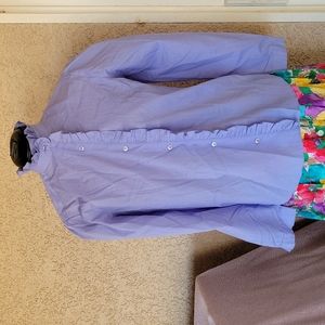 Vintage 80's Victorian inspired High Neck Ruffle Cotton Blouse sz 10